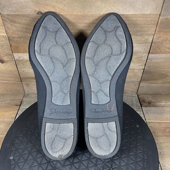 Skechers Womens Size 9 Cleo Ballet Flats Shoes Black Knit Stretch Fit Slip On - Picture 9 of 10